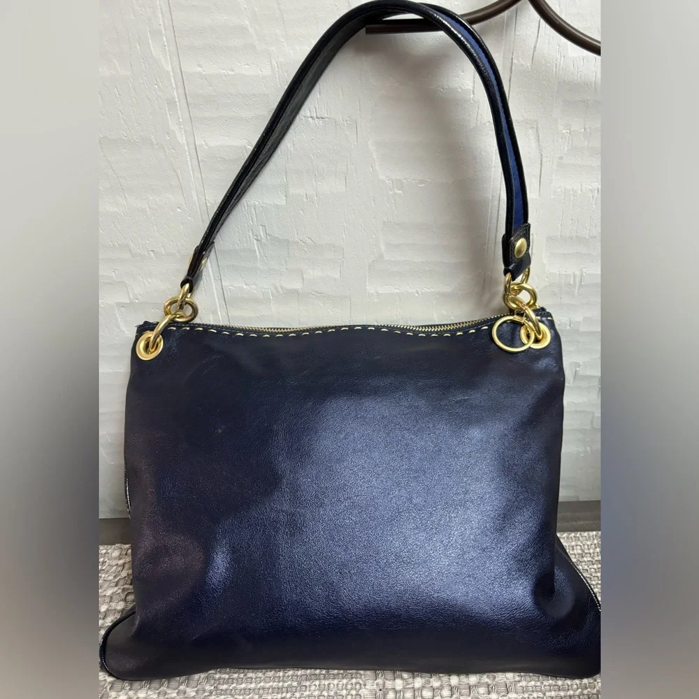 Coach Poppy Metallic Leather “Groovy Blue” Sapphire 2 way Bag - Picture 7 of 15